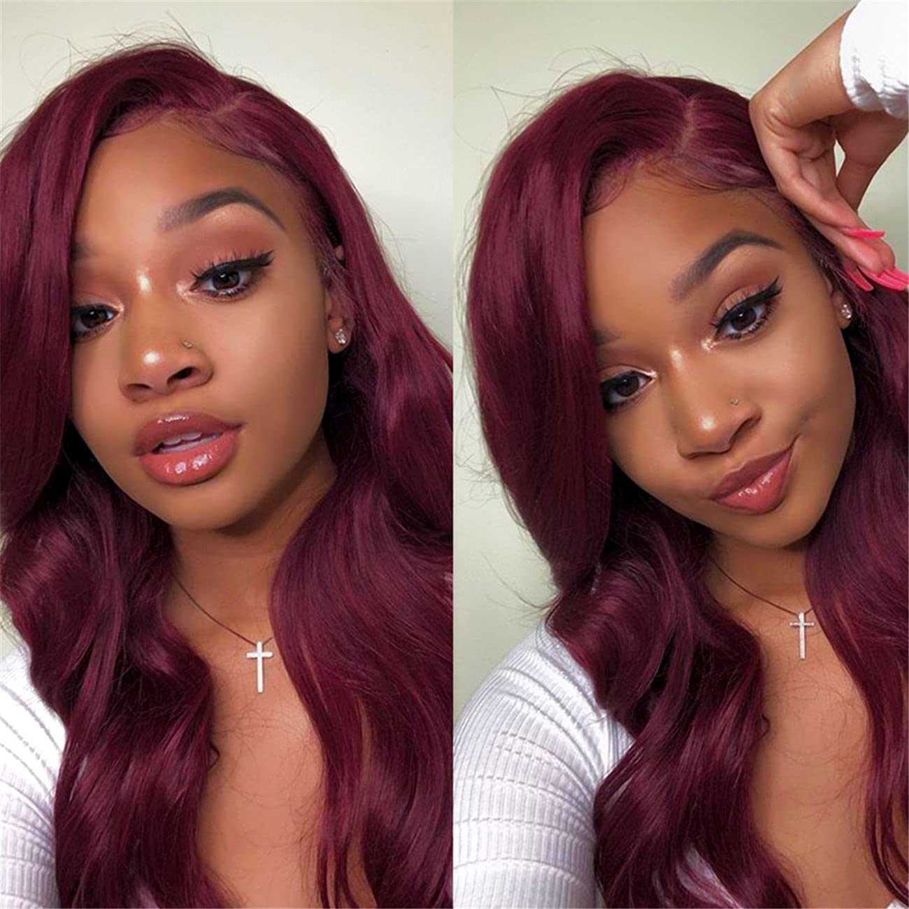 Wiggins Burgundy 5x5 Lace Front Wig Human Hair - Body Wave 99J Glueless Pre-Plucked 16 Inch Lace Wig for Black Women | Perfect for Daily Wear, Parties & Special Occasions