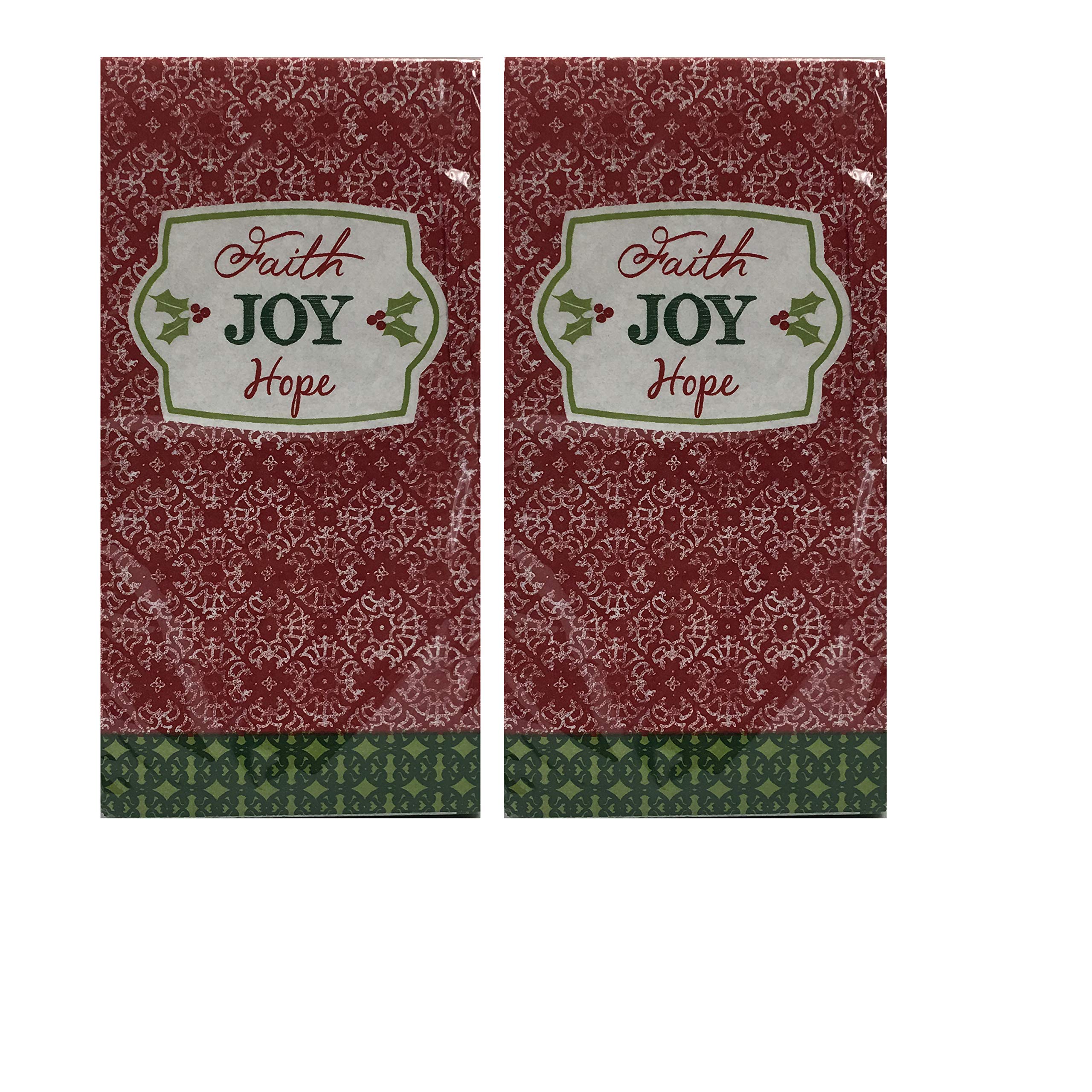 Faith Joy Hope Printed Christmas Holiday Disposable Paper Guest Hand Towels & Buffet Napkins - Pack of 2 (40 Count Total) - Perfect for Holiday Parties, Dinner Buffets & Festive Gatherings