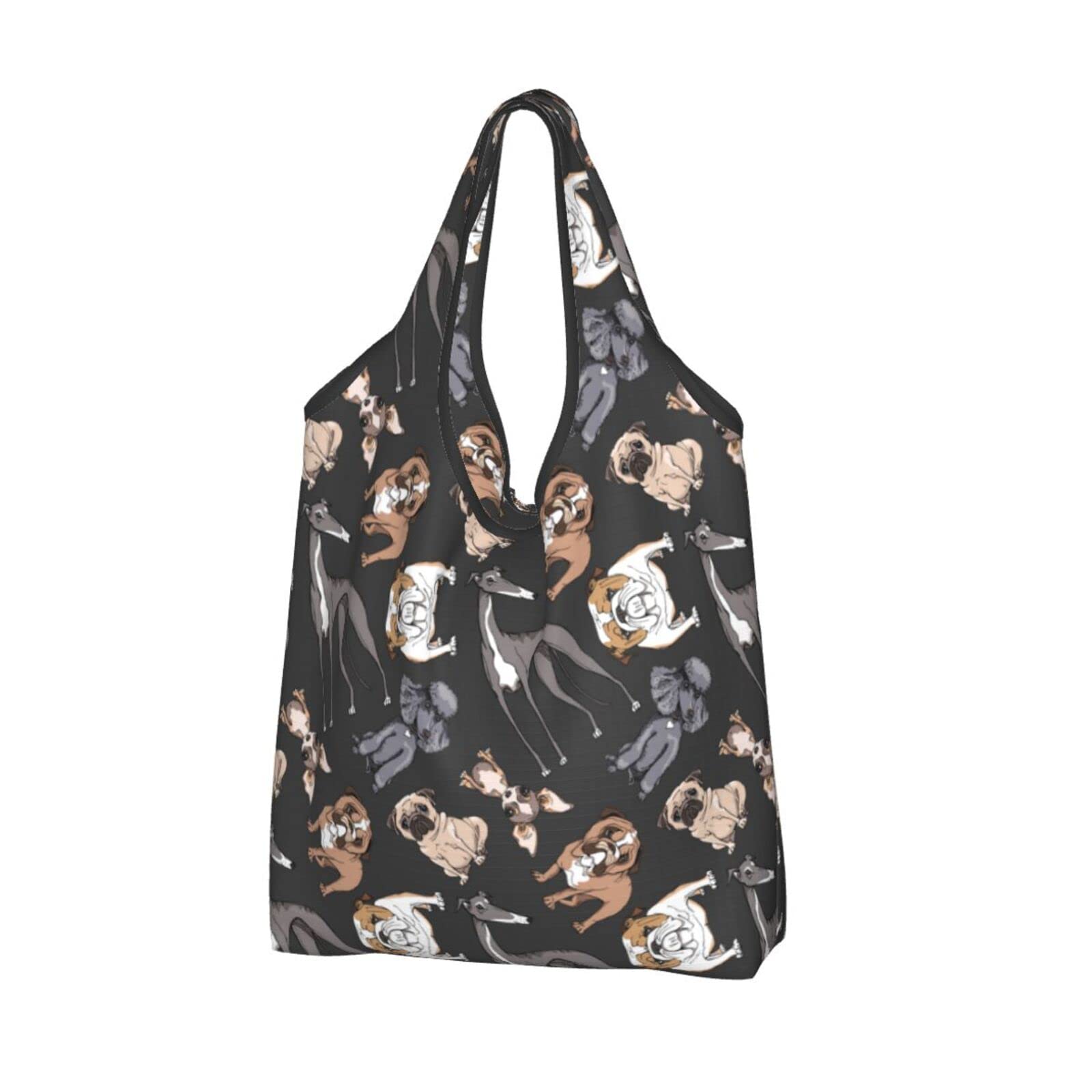 Funny Cartoon Dogs and Puppies Reusable Shopping Bags - Waterproof Grocery Tote with Large Capacity, Foldable Design - Perfect for Supermarket, Beach, Picnic & Daily Use