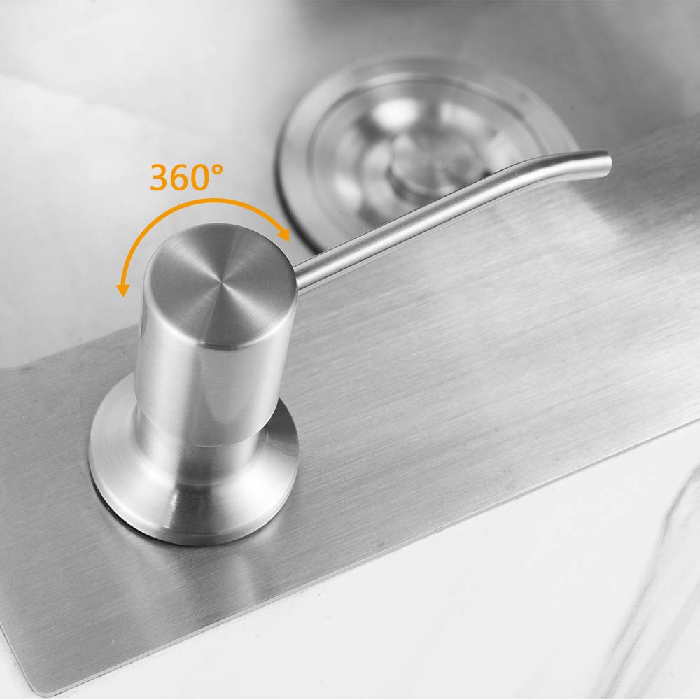 Stainless Steel Built-in Kitchen Sink Soap Dispenser - 17oz Brushed Nickel Lotion & Soap Dispenser for Bathroom & Kitchen | Modern Touch-Free Design for Hygienic Hand Washing