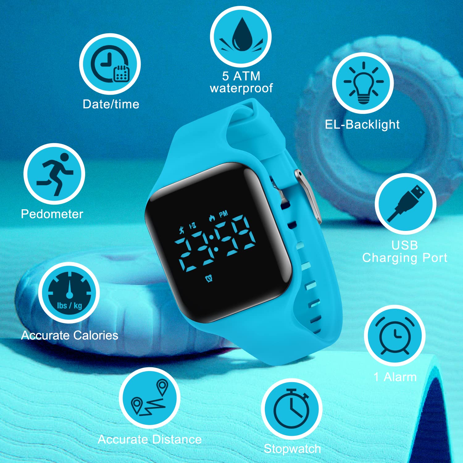 Digital Kids Watch for Boys & Girls Ages 5-12 - Waterproof Fitness Tracker with Alarm, Stopwatch & Step Counter - No App Needed - Perfect Sports Watch Gift for Children & Teens - Ideal for School, Sports & Outdoor Activities