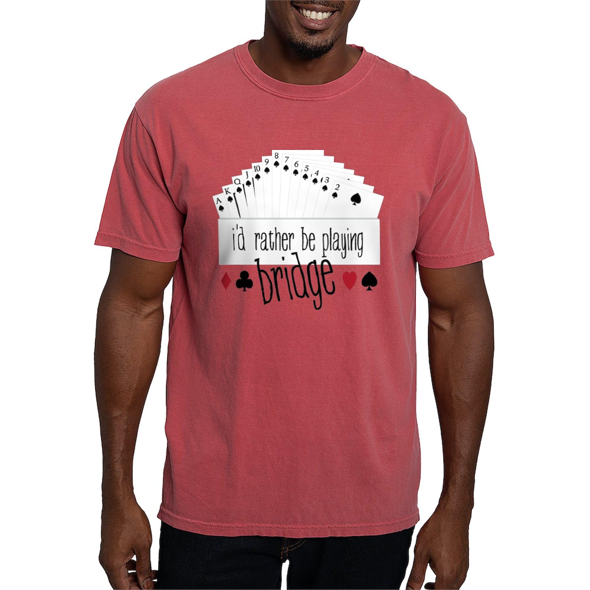 Men's 'I'd Rather Be Playing Bridge' Comfort Colors T-Shirt by CafePress - Soft Cotton Tee for Casual Wear, Gifts & Bridge Enthusiasts
