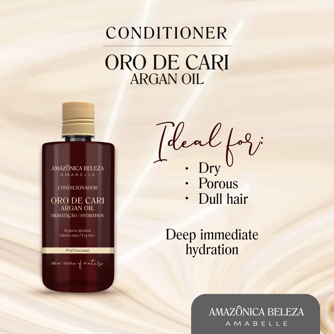 Oro de Cari Shampoo and Conditioner Set with 100% Pure Argan Oil - Hair Repair, Strengthening & Hydration Treatment (10oz Shampoo & Conditioner + 2oz Argan Oil) for Damaged, Dry & Frizzy Hair - Salon Quality Hair Care at Home
