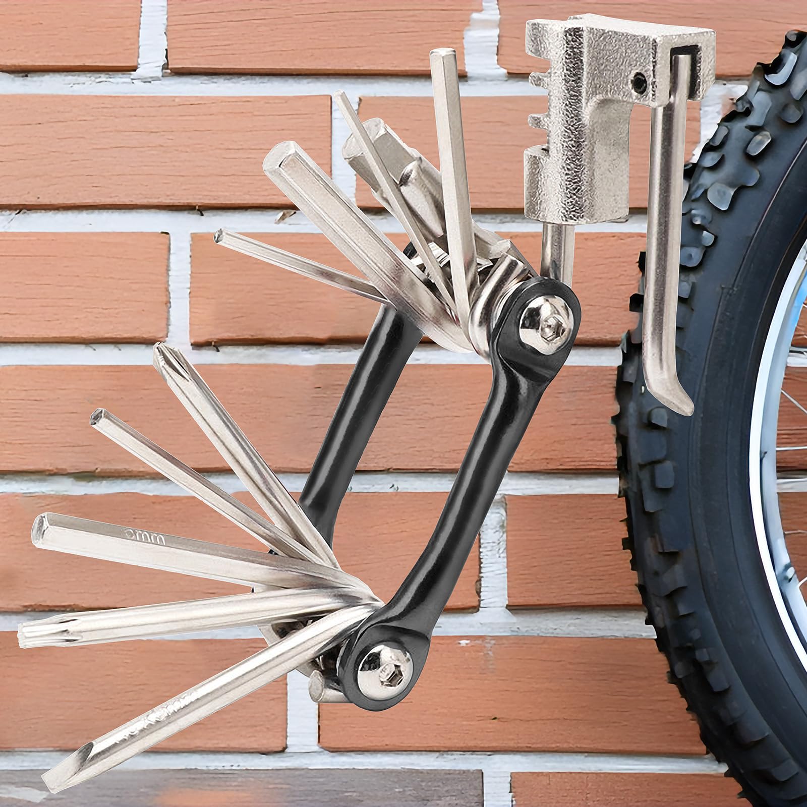Premium Bike Multi-Tool Kit for Road & Mountain Bikes - 16-in-1 Cycling Tool with Chain Breaker, Tire Repair Kit & Hex Wrenches | Perfect for Emergency Repairs & Trailside Maintenance