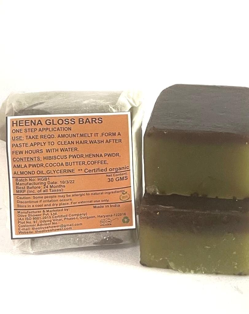 Organic Olive Shower Heena Gloss Conditioner Bar – Natural, Travel-Friendly, No Fuss One-Step Application (30g) for Soft, Shiny Hair at Home or On-the-Go