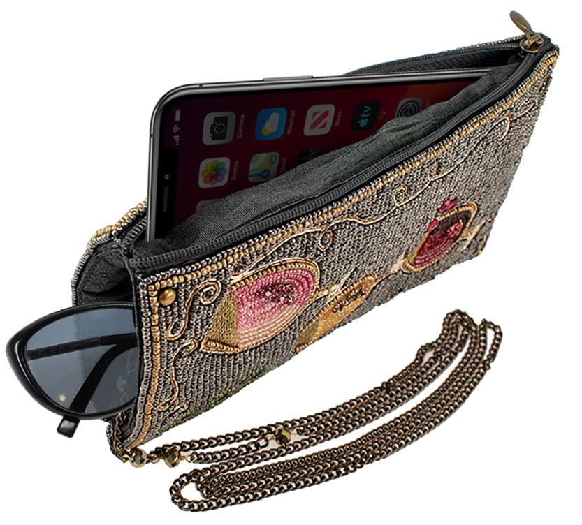 Mary Frances Beaded Crossbody Phone Bag for Women - Elegant Wine Pairing Design, Multi-Color - Perfect for Parties, Weddings & Date Nights