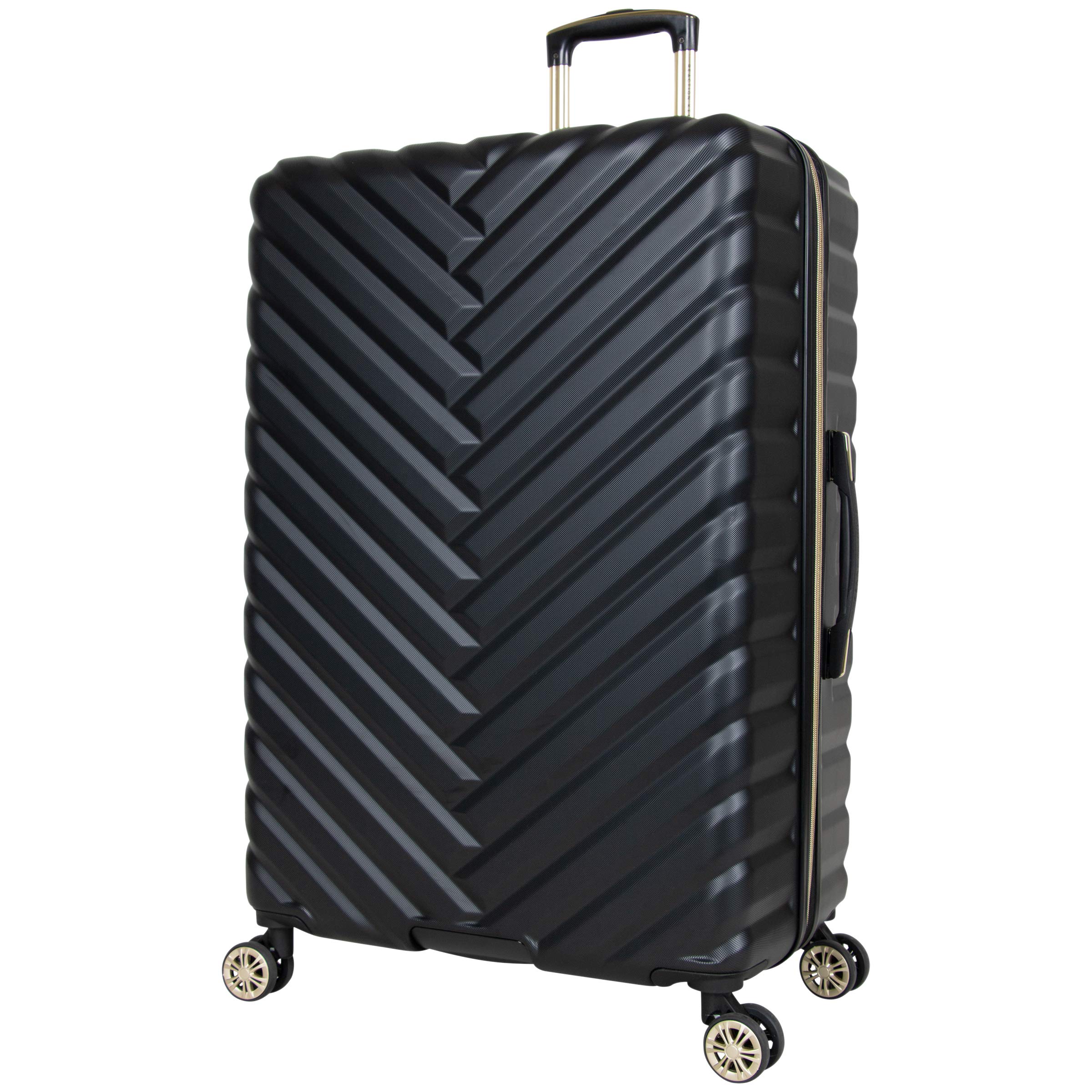 Kenneth Cole REACTION Madison Square Lightweight Expandable Hardside Spinner Luggage 24-Inch Checked Suitcase - Black | Perfect for Business Travel & Weekend Getaways