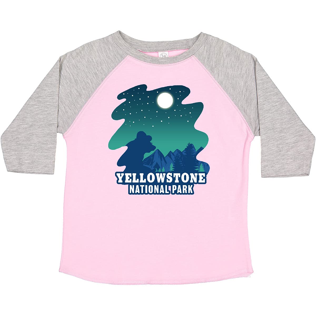 Yellowstone National Park Bear & Starry Night Toddler T-Shirt - Cute Graphic Tee for Kids Outdoor Adventures & Nature Lovers