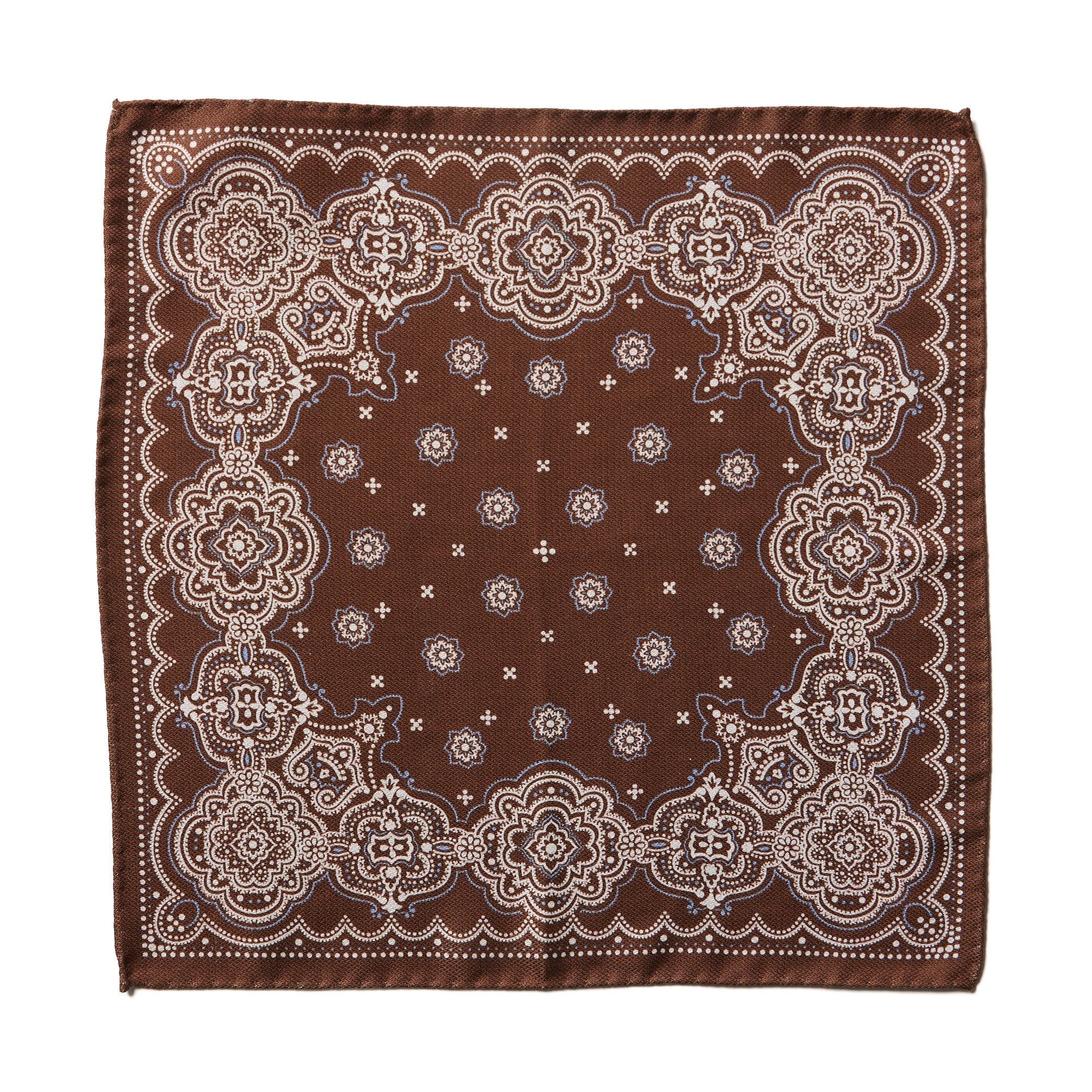 HENRY SARTORIAL X CANTINI Brown Silk Pocket Square for Men - Luxury Handkerchief for Suits, Weddings & Formal Events