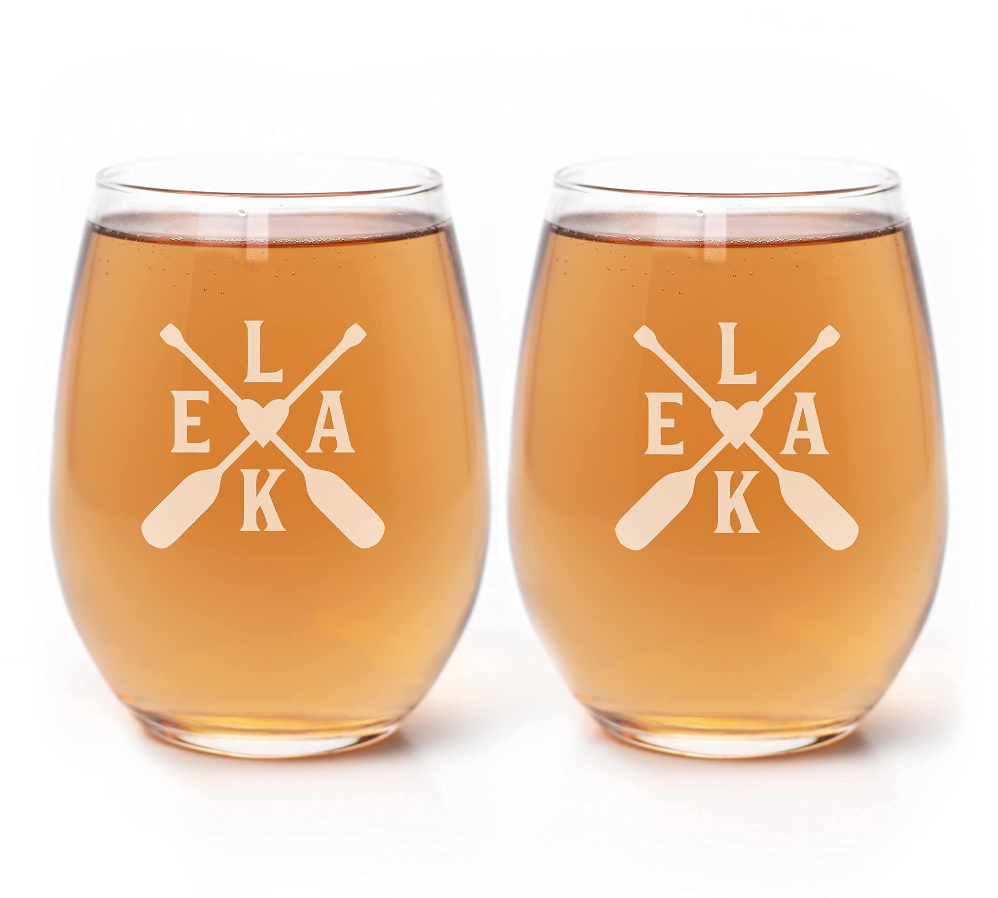 Lake House Wine Glasses Set of 4 - Rustic Cabin Decor for Lake House - Unique Housewarming Gift for New Homeowners - Perfect for Lakeside Dinners & Cabin Entertaining