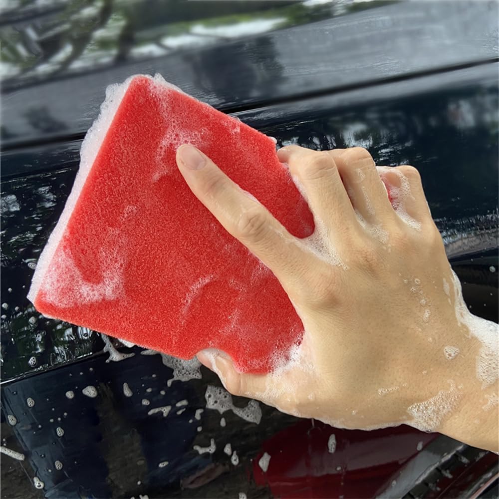 Big Red Sponge - Extra Large Car Wash Sponge for Professional Detailing | Premium Auto Cleaning Sponge for Rinseless & Traditional Car Wash Soap | Perfect for Home, Garage & Mobile Car Detailing
