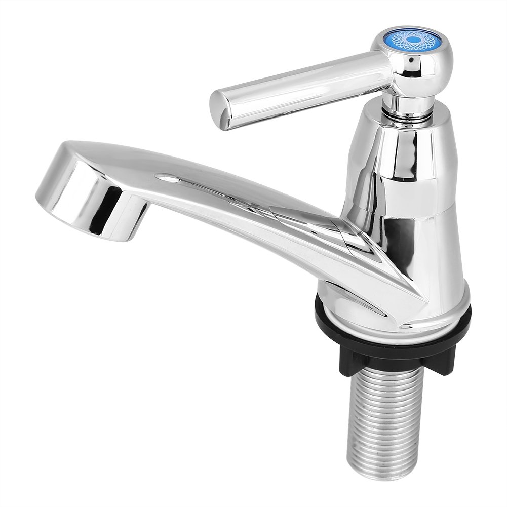 Chrome Plated ABS Plastic Handle Bathroom Sink Faucet - Cold Water Tap for Basin & Kitchen Sink (Straight 1/2