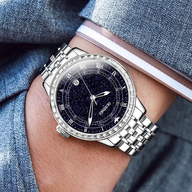 Premium Automatic Watches for Men - Luxury Starry Sky Design, Mechanical Movement, Waterproof, Date Display, Luminous Hands, Sapphire Crystal, Tungsten Steel Band - Perfect for Business, Formal Events & Gift Giving