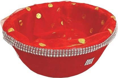 Handmade AccuPrints Decorative Gift Basket with Ready-Made Net Packaging - 1 Pack Plastic Fruit & Vegetable Storage Basket (Red) | Perfect for Party Favors, Wedding Decor & Kitchen Organization
