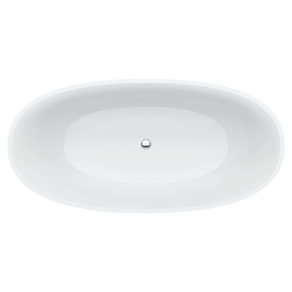 Fienza ST28 1650mm Freestanding Stone Bathtub - Matte White Finish | Luxurious Soaking Tub for Modern Bathrooms & Spa Retreats