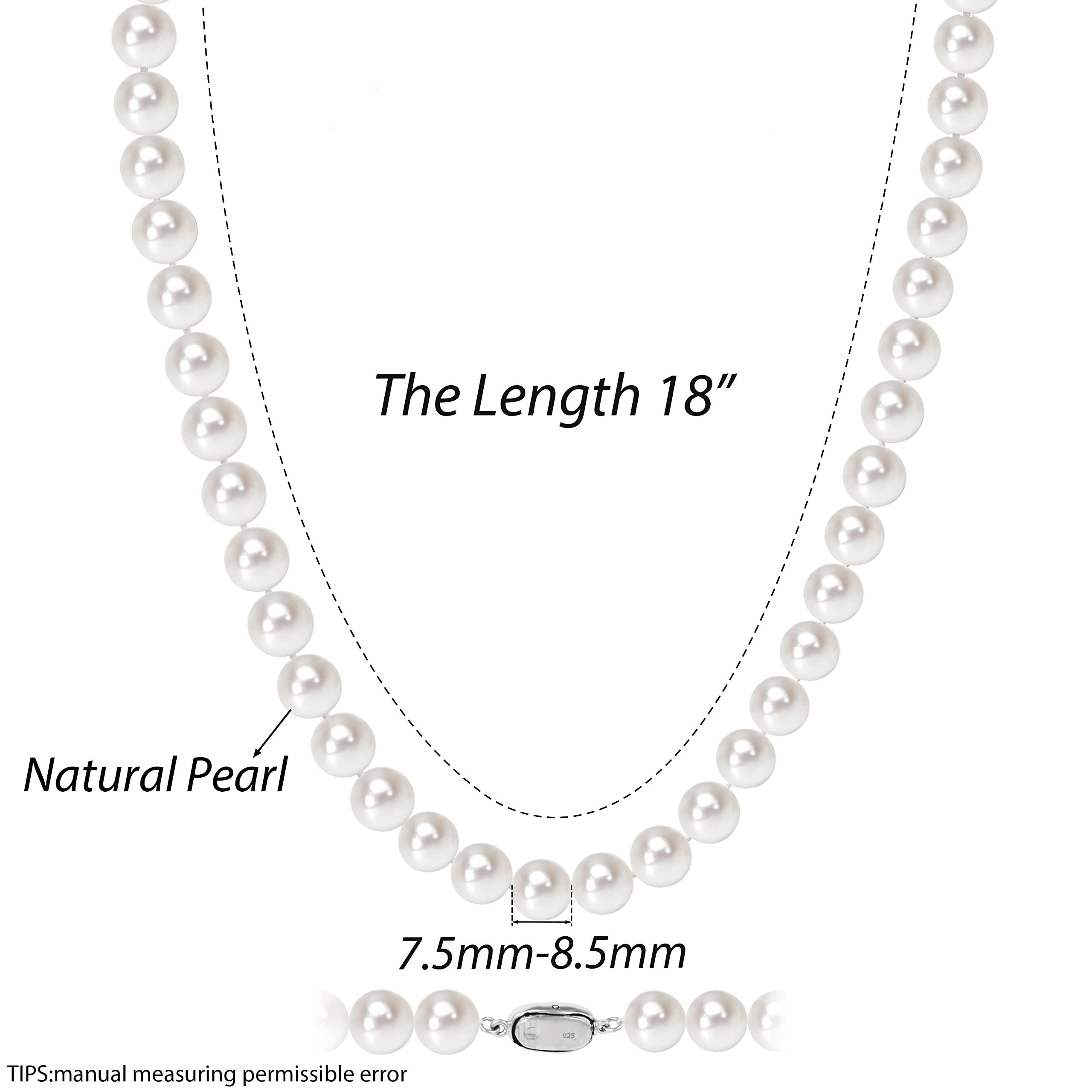 AAAAA Grade Genuine Freshwater Cultured Pearl Necklace for Women - Elegant Fine Jewelry Gift for Her - Perfect for Weddings, Anniversaries & Special Occasions