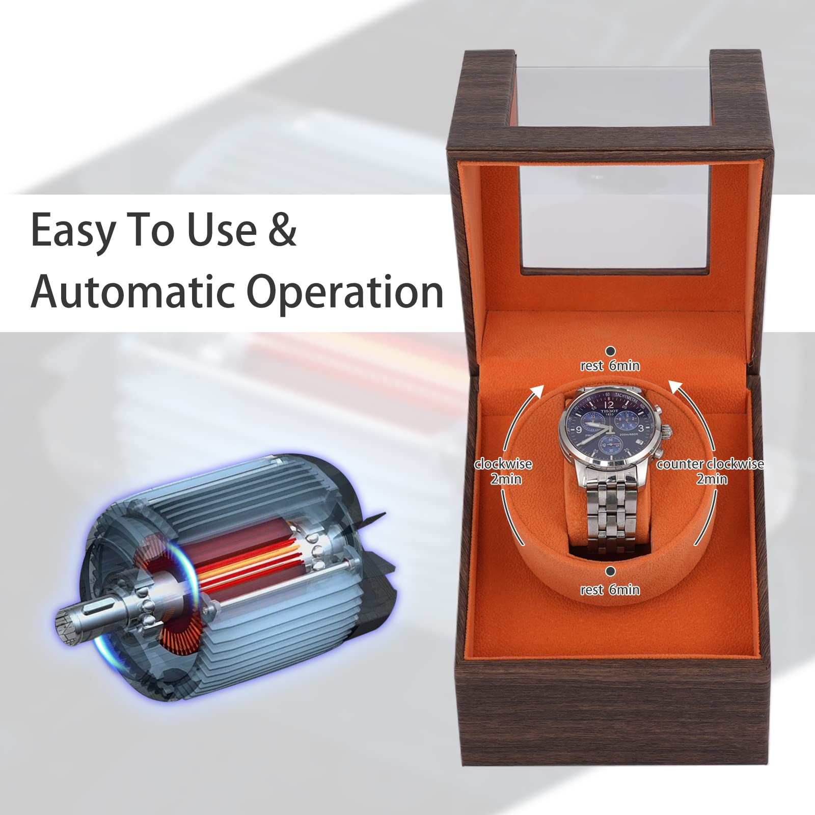 Premium Automatic Single Watch Winder for Men & Women - Ultra Quiet Japanese Motor - Perfect for Automatic, Mechanical & Self-Winding Watches - Ideal for Home, Office & Travel Use