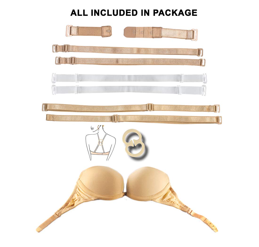 Braza - 5 Way Plunge Bra for Women | Push Up, Strapless, Convertible, Multiway, Backless | Perfect for Evening Wear, Wedding, Party & Special Occasions