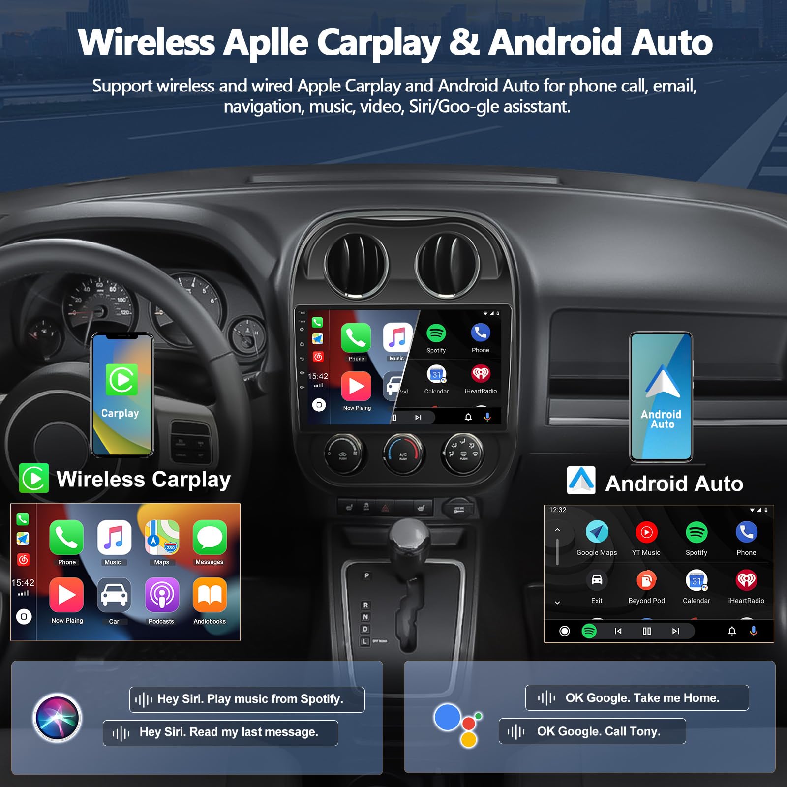 2011-2017 Jeep Compass Patriot Android 11 Car Stereo with 10.1
