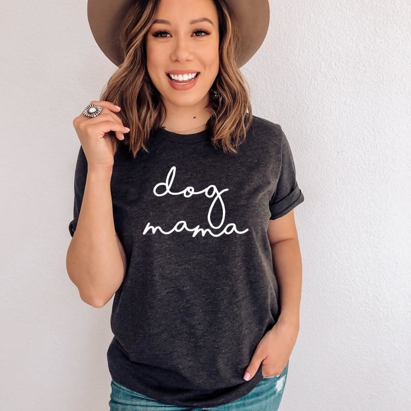 CLR Dog Mama Retro Script T-Shirt - Vintage Style Pet Lover Tee for Women - Perfect for Casual Wear, Dog Walks & Pet Owner Gifts
