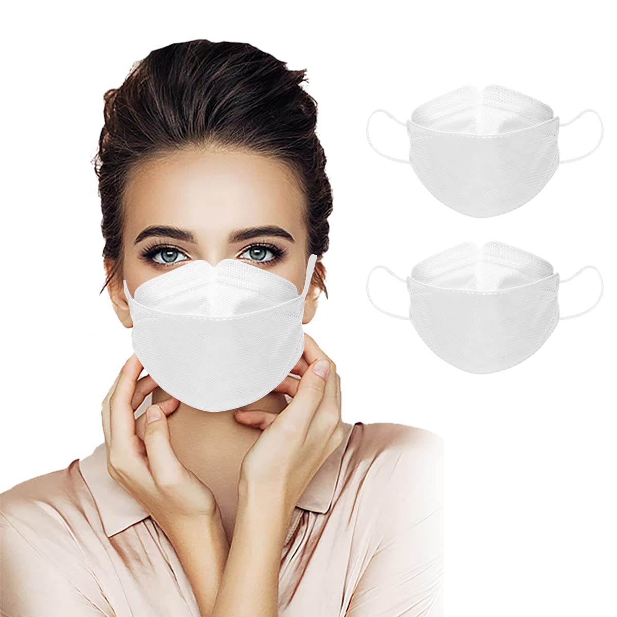 KF94 Face Mask 4-Ply Disposable Breathable Protection for Adults - 3D Fish Shape Design with Non-Woven Fabric - Ideal for Daily Commute, Travel & Public Safety