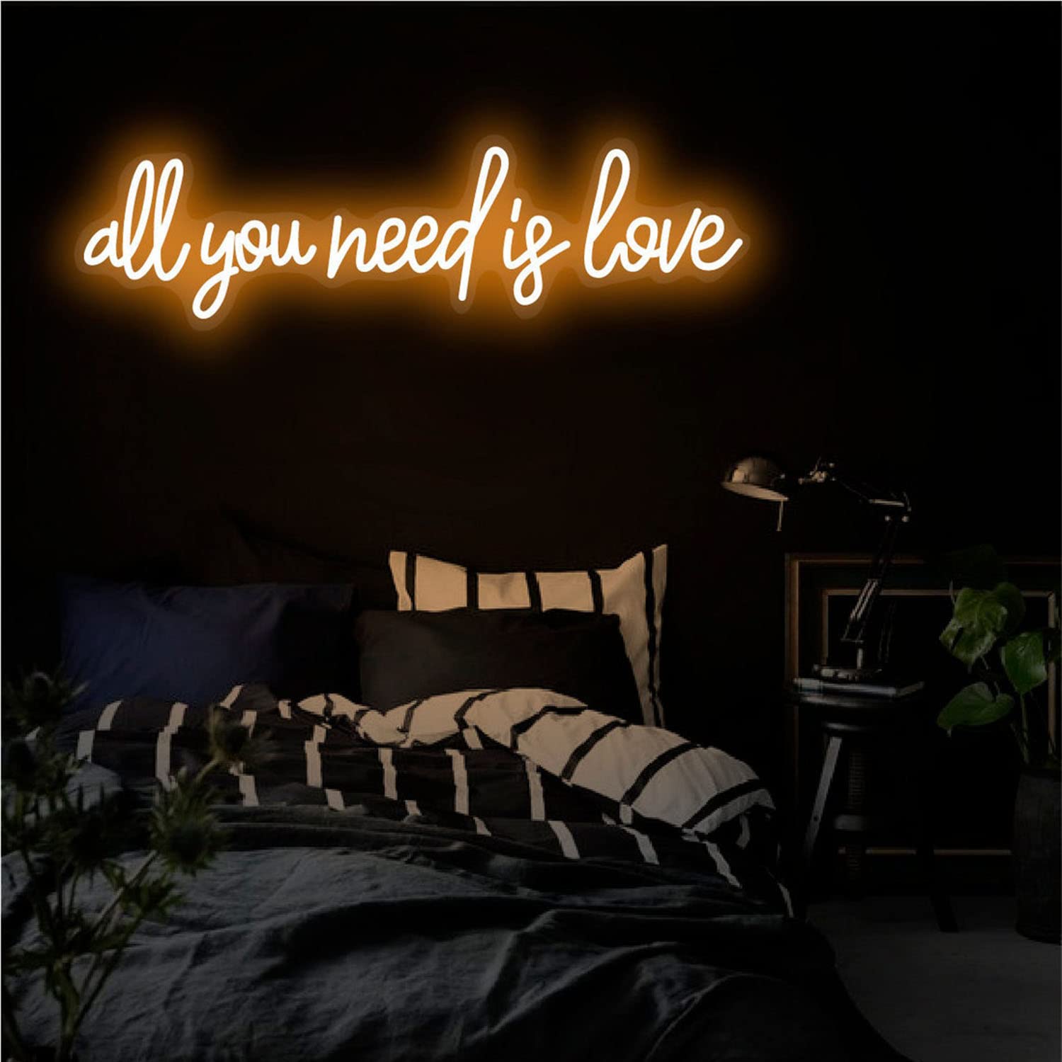 Custom 'All You Need is Love' Orange Neon Sign - Wedding Decor, Engagement Party Backdrop, Wall Art for Home & Event Decoration | Perfect for Bedroom, Living Room & Photo Booth Background