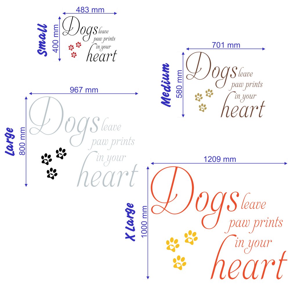 Dog Paw Print Wall Decal - Magenta Quote Sticker for Living Room & Kitchen Decor