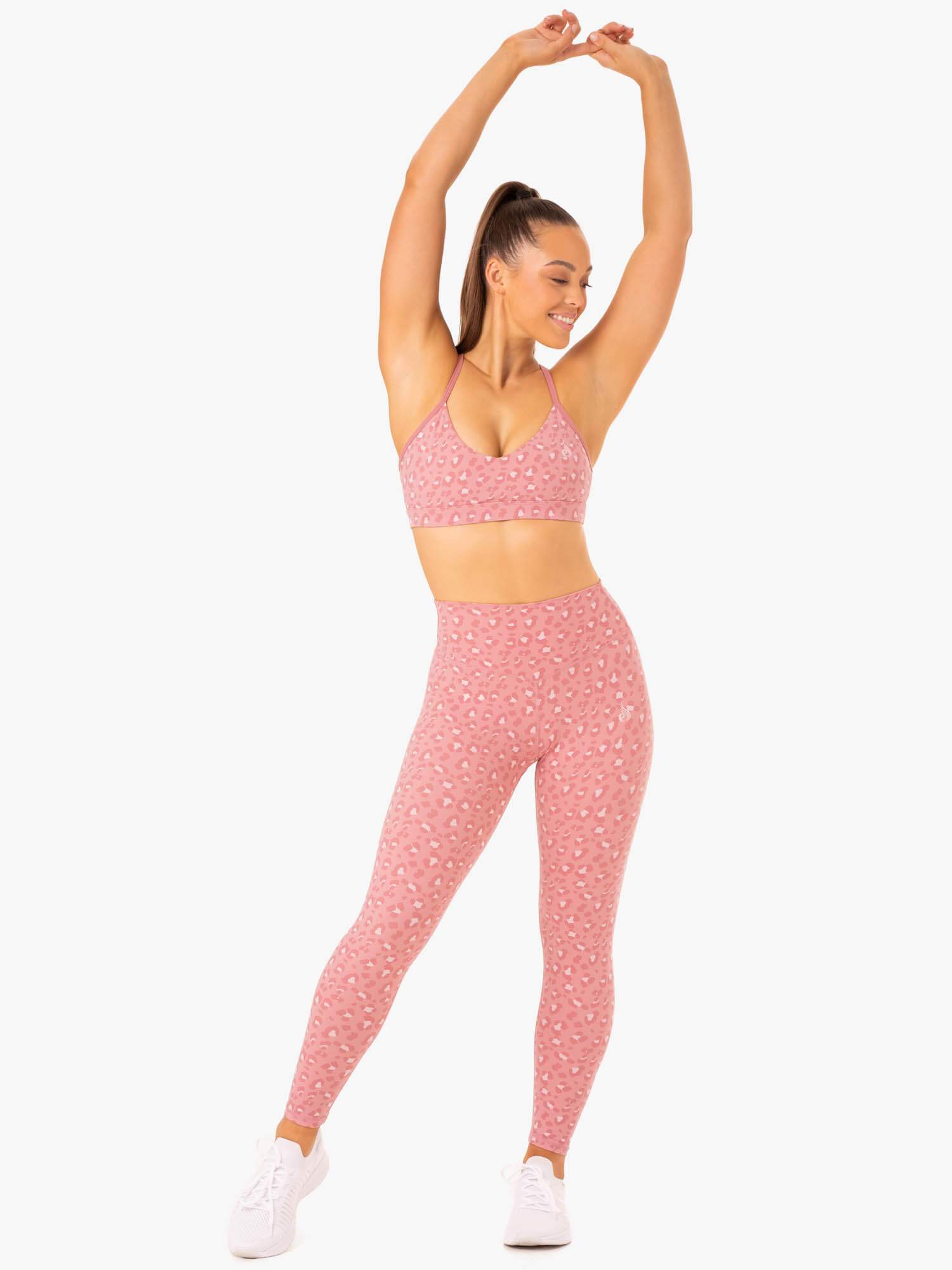 Hybrid Full Length Leggings - Pink Leopard Print Yoga Pants for Women | High Waisted Workout Leggings for Running, Gym & Lounge