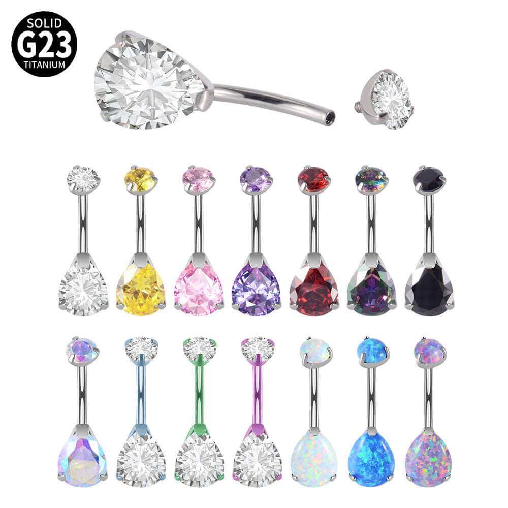 14G Opal Belly Button Rings - Coolest Navel Piercing Jewelry for Women | DL051 | Perfect for Summer, Beach, and Everyday Fashion