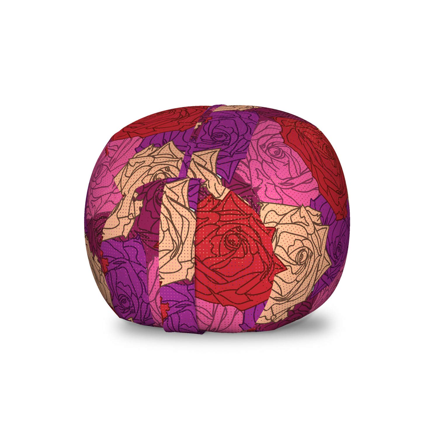 Ambesonne Floral Toy Storage Bag Chair - Colorful Roses & Dots Pattern, Washable Stuffed Animal Organizer, Small Multicolor for Kids' Room, Nursery or Playroom - Perfect for Toy Storage, Reading Nook & Play Area Organization