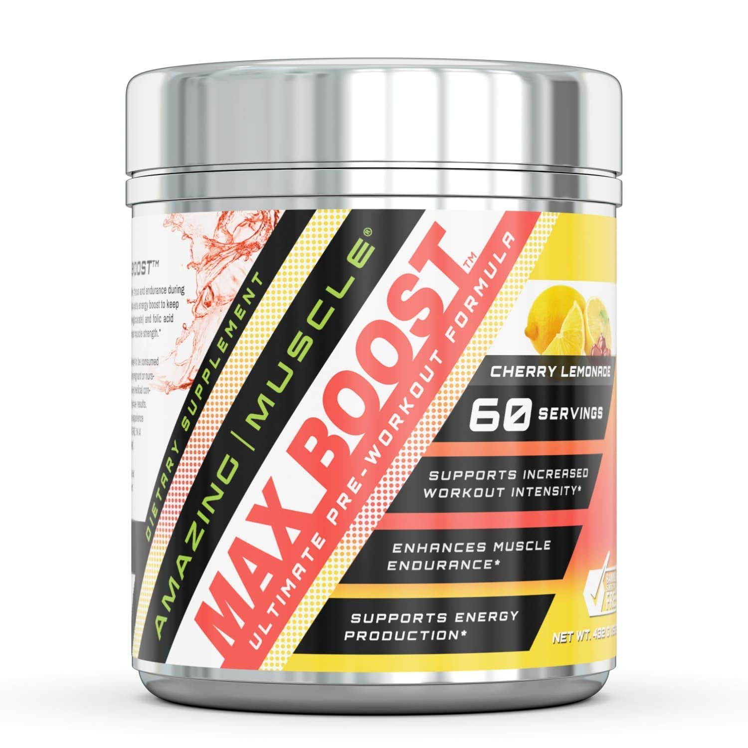 Muscle Max Pre Workout with Stevia - 60 Servings for Endurance & Intensity (Cherry Lemonade) - Gym & Fitness Training