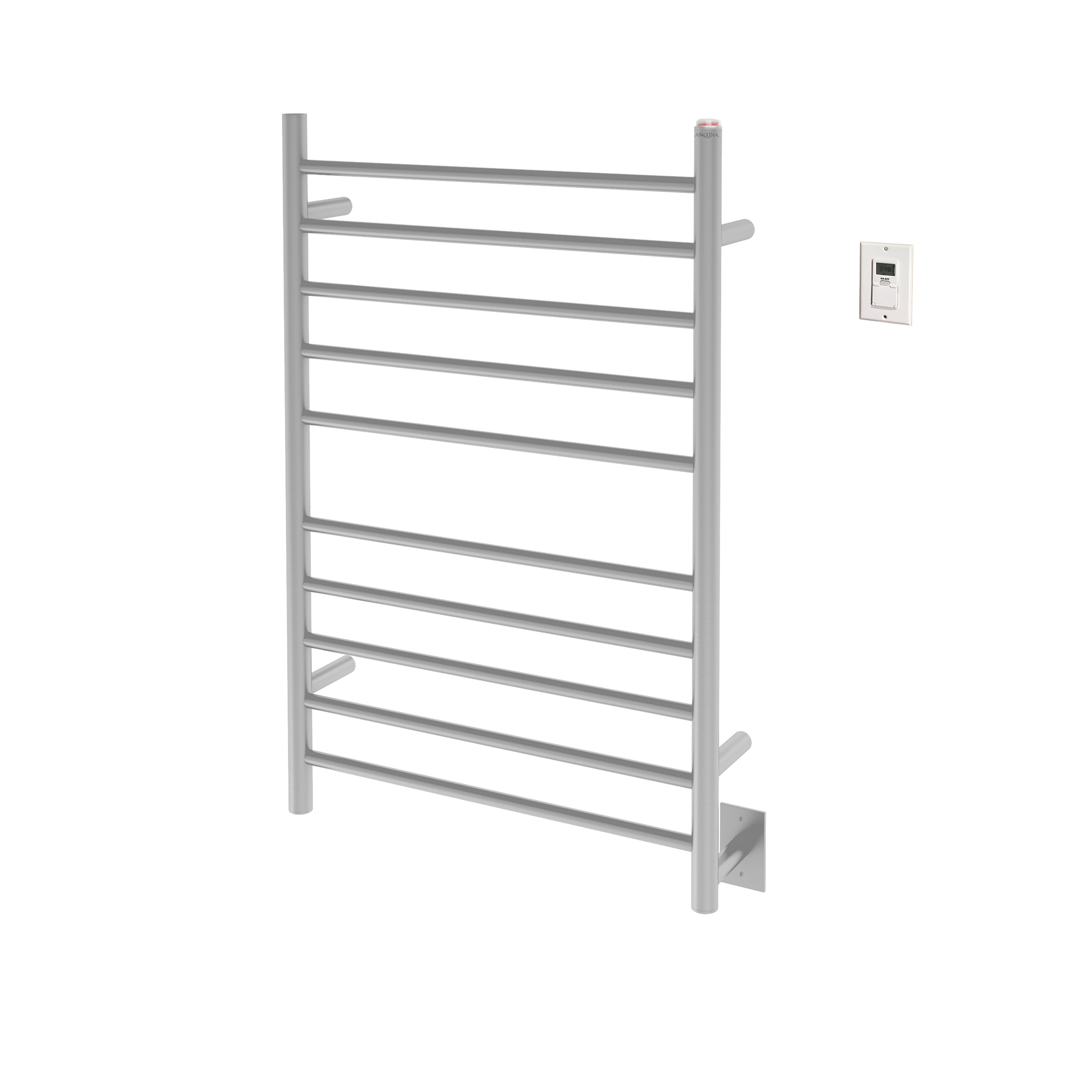 Premium 10 Bar Hardwired & Plug-in Towel Warmer - Brushed Stainless Steel with Timer | Fast Heating for Bathroom, Spa & Luxury Home Use