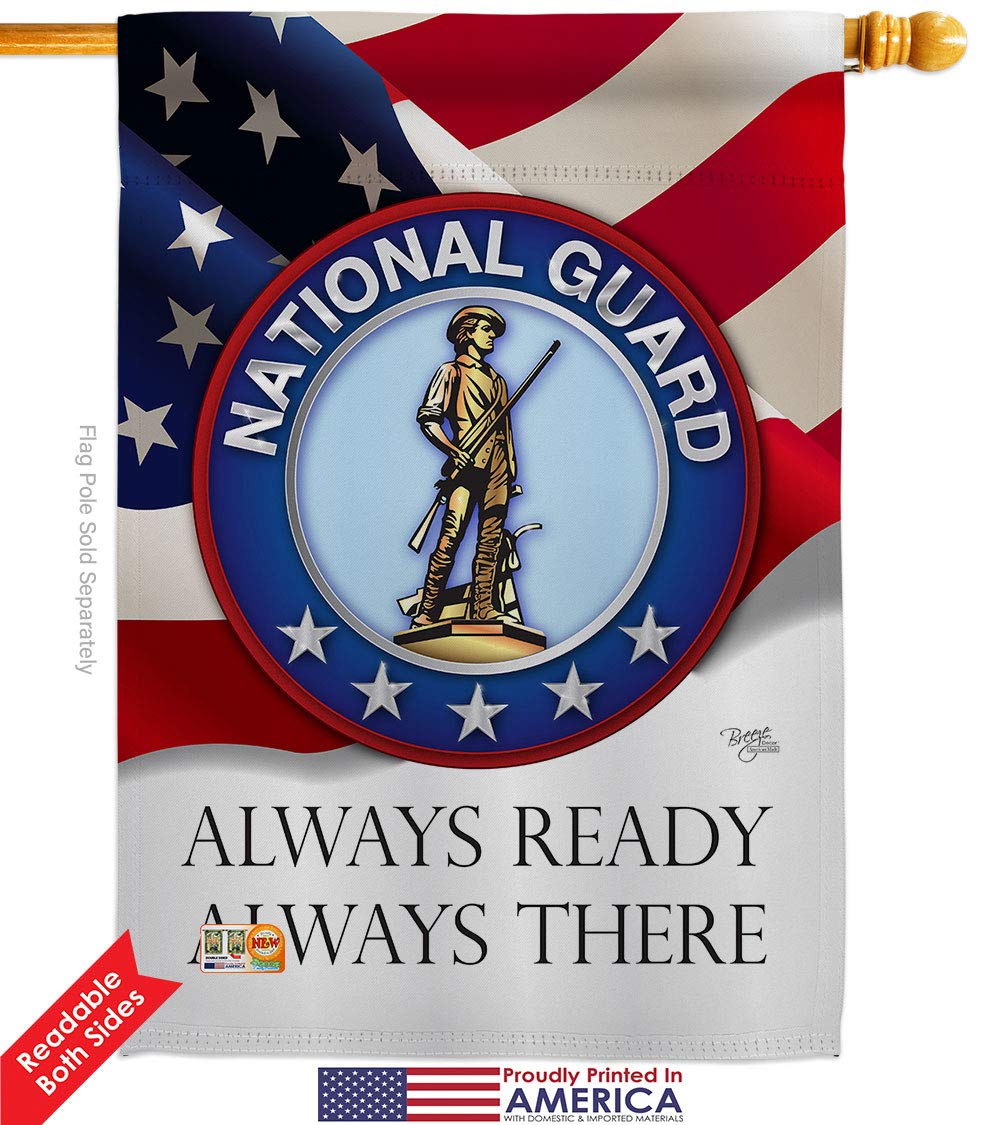 American Military Garden Flags Kit - Double-Sided National Guard & ANG Armed Forces House Banner (28x40 Inch) Made in USA - Perfect for Veterans, Retirees & Patriotic Yard Decor