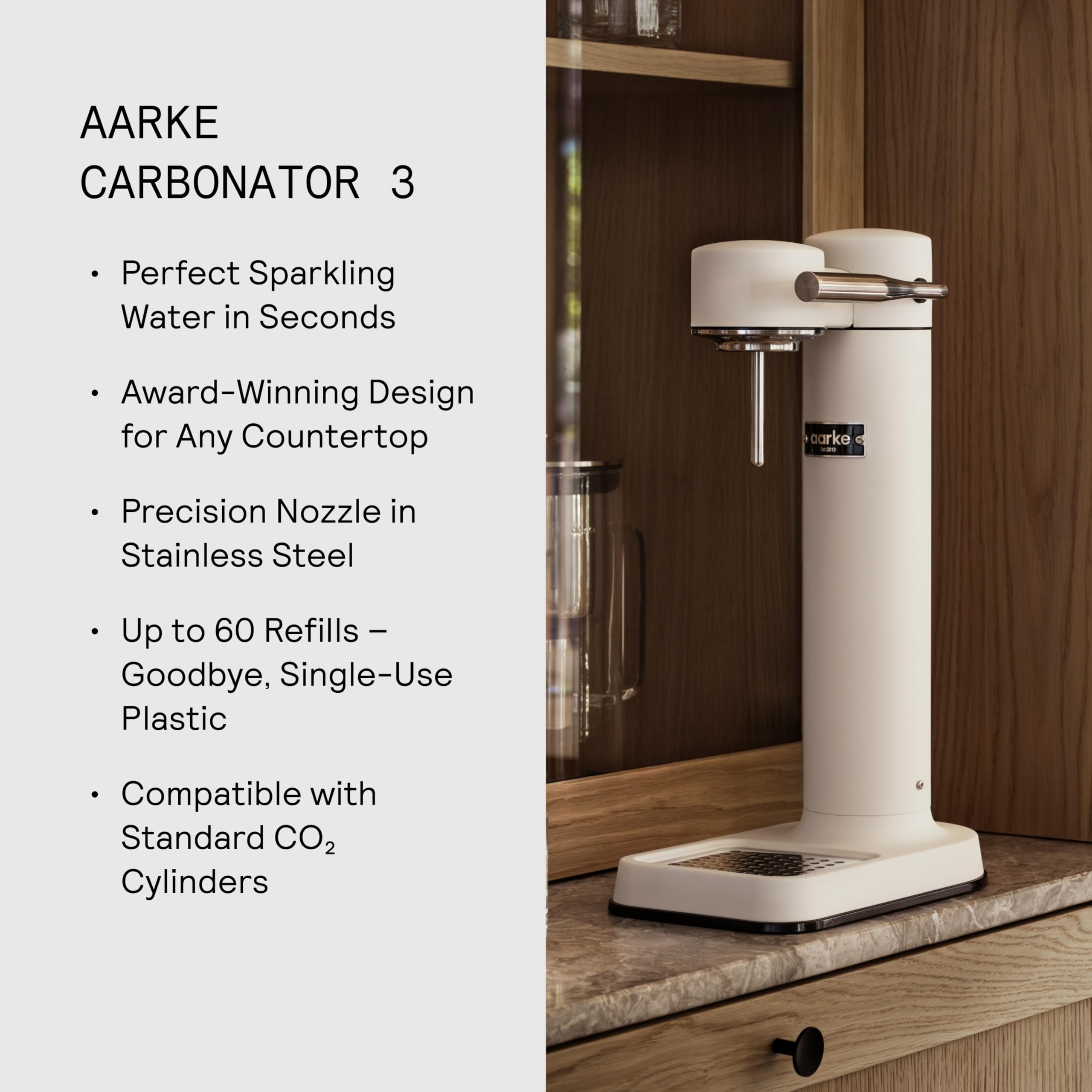 Aarke Carbonator III Premium Sparkling Water Maker - Soda & Seltzer Machine with PET Bottle for Home & Office (Matte White) | Perfect for Cocktails, Mocktails & Healthy Hydration