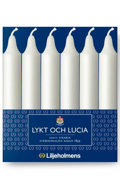 Liljeholmens Lykt & Lucialjus 6-Pack White Candles - Perfect for Home Decor, Weddings, and Holiday Lighting