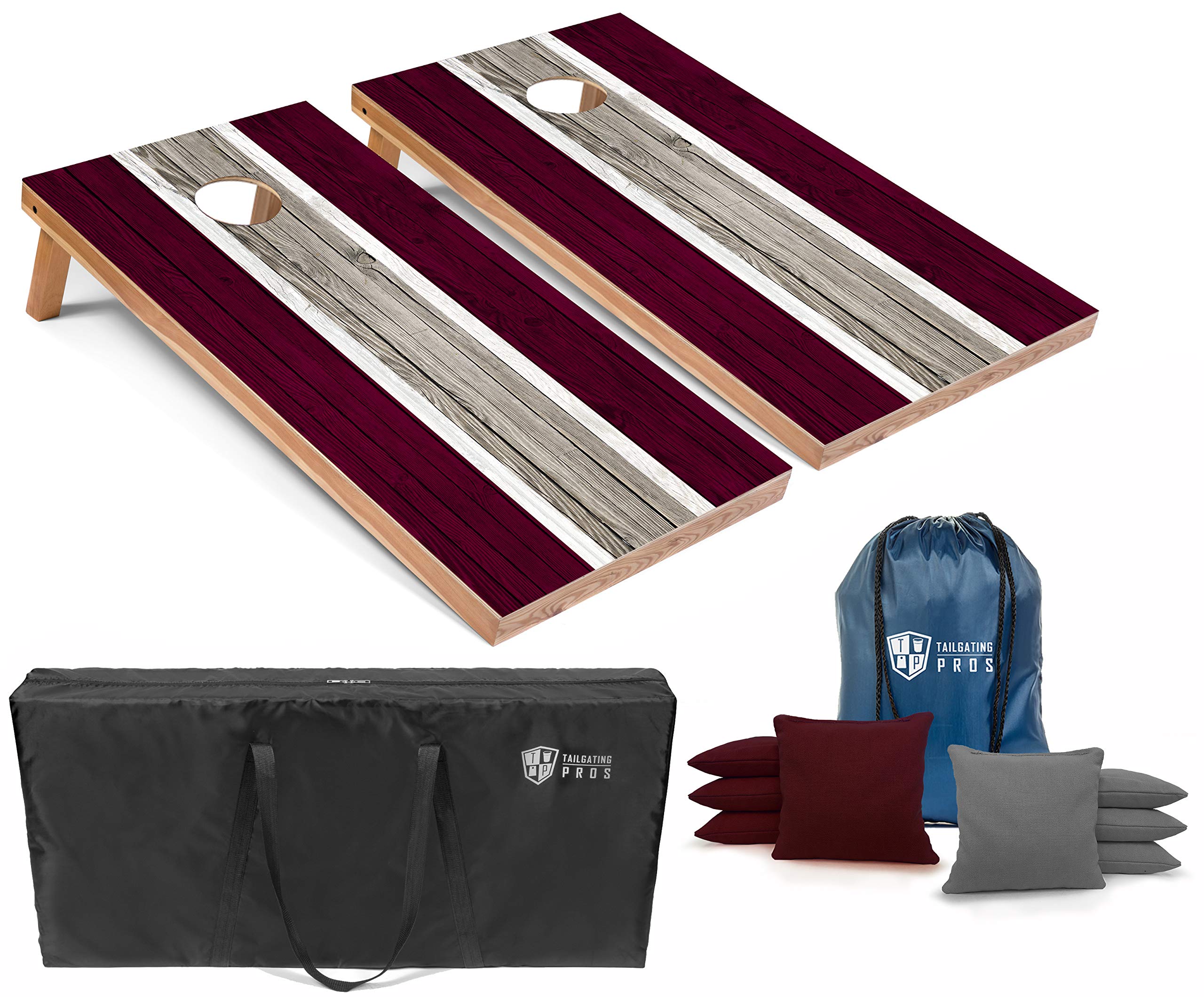 Premium LED Cornhole Board Set - 4'x2' Regulation Size with Lightweight Design, Striped Boards, LED Rings, 8 Bean Bags & Carrying Case - Perfect for Tailgating, Backyard Parties, and Outdoor Game Nights