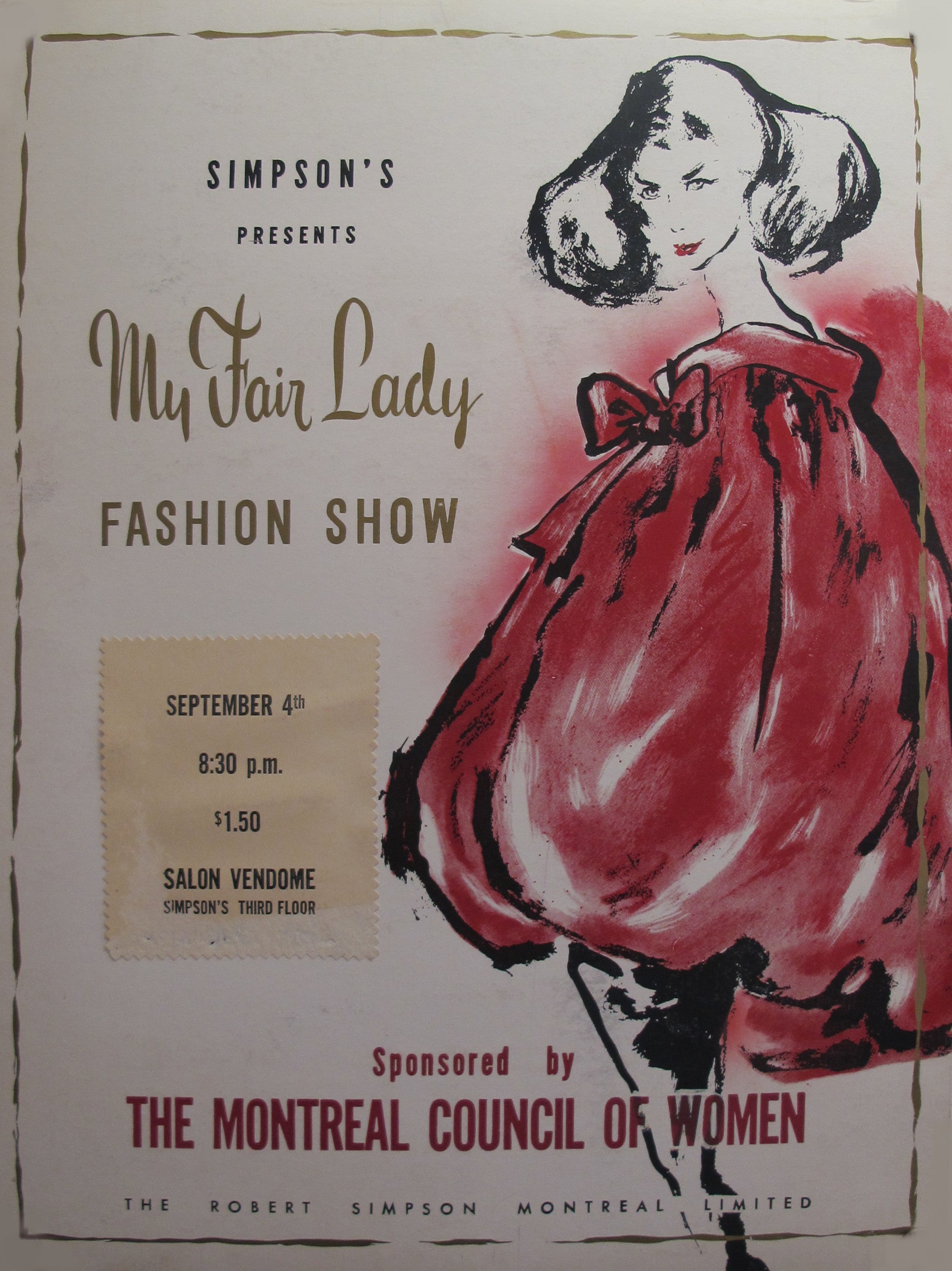 Vintage 1960s Original Simpson's My Fair Lady Fashion Show Advertisement Poster - Retro Carton Display for Home Decor, Theater Memorabilia & Vintage Collectibles