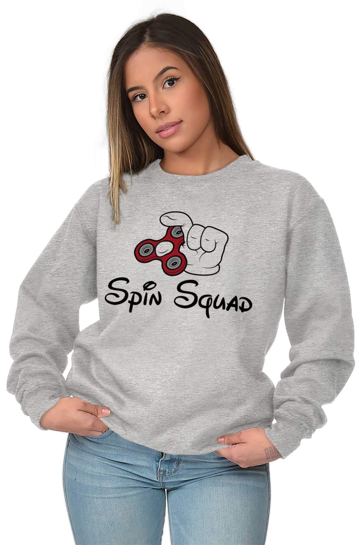Brisco Brands Spin Squad Hand Toy Fidget Spinner Sweatshirt for Men & Women - Stress Relief & Focus Aid for Office, School & Travel