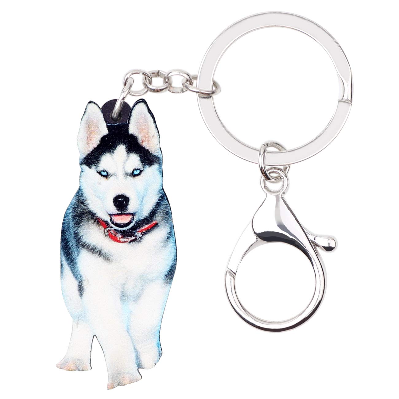DOWAY Acrylic Siberian Husky Dog Keychain - Cute Animal Key Ring for Women & Girls, Perfect Gift for Pet Lovers - Use for Keys, Bags, Purses & Backpacks