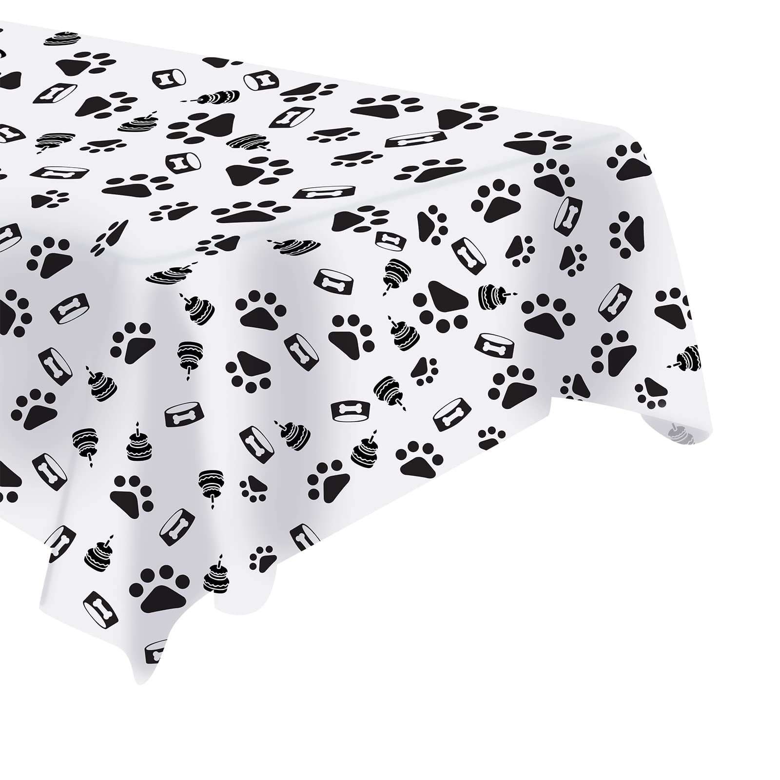 TCBOYING Disposable Plastic Tablecloth with Puppy Paw Print - 55x110 Inch Dog Themed Party Decorations for Birthday, Outdoor Picnic & Pet Celebration Supplies | Waterproof & Easy Clean for Indoor/Outdoor Use