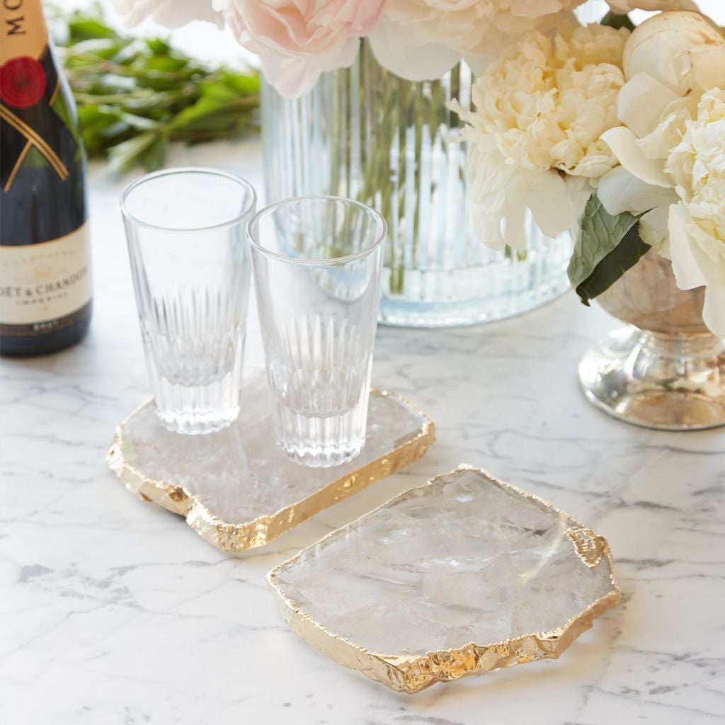 Premium Crystal Coasters Set of 2 - Elegant Drink Coasters for Wine Glasses & Coffee Cups - Perfect for Home Bar, Dining Table & Office Desk Decor