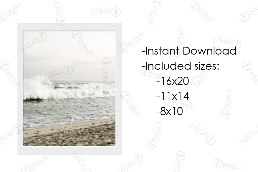 Ocean Waves Digital Art Download - High Resolution Beach & Sea Wall Decor for Home, Office & Relaxation Spaces
