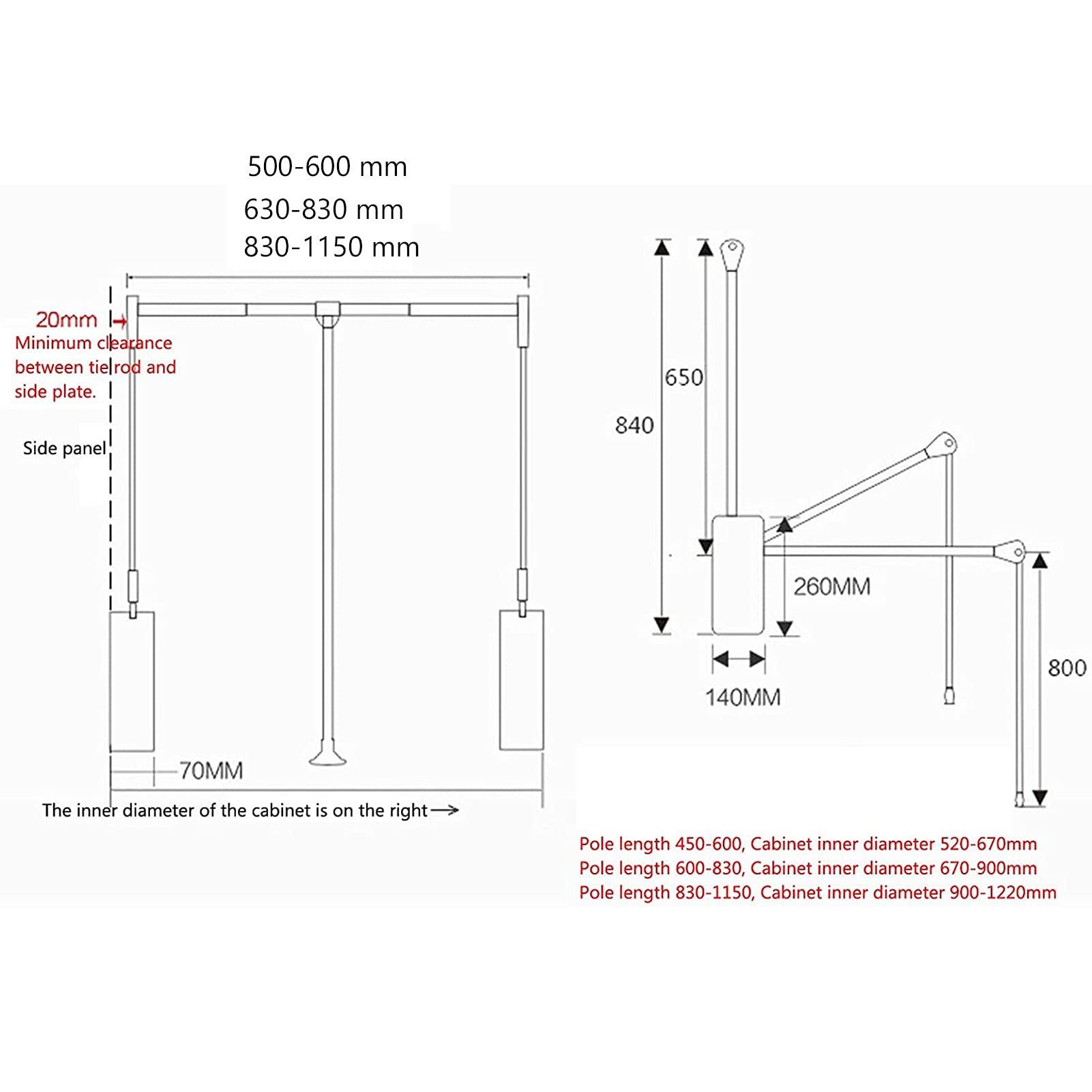 Heavy Duty Retractable Closet Valet Rod - Adjustable Drop-Down Tension Hanger for Wardrobe & Cabinet Storage | Space-Saving Garment Organizer for Bedroom Closet (630mm) | Perfect for Small Spaces & Walk-In Closets