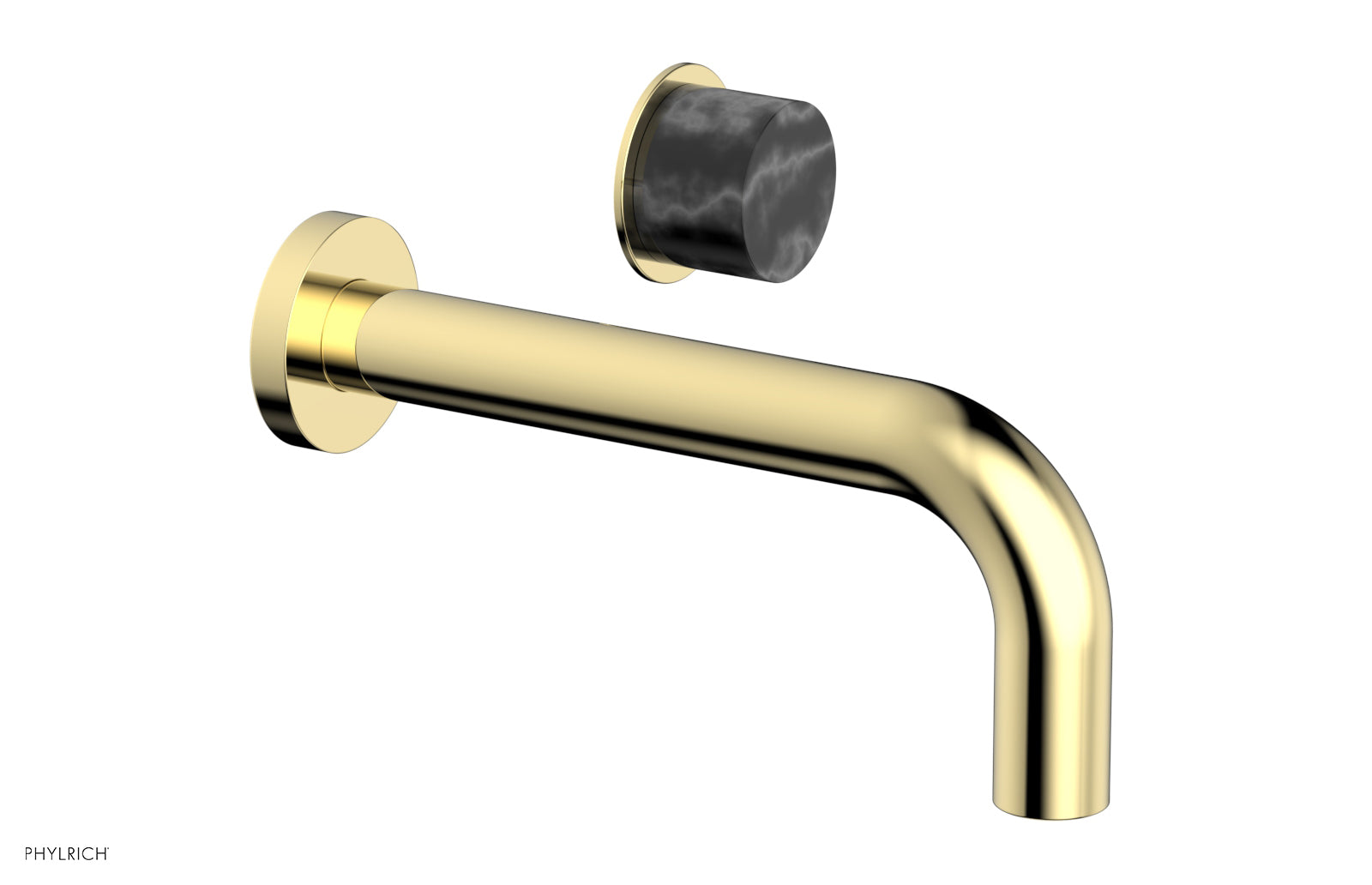Premium Single Handle Wall Mount Lavatory Faucet - Black Marble Handle (Model 230-17) for Bathroom Sink & Powder Room Upgrade
