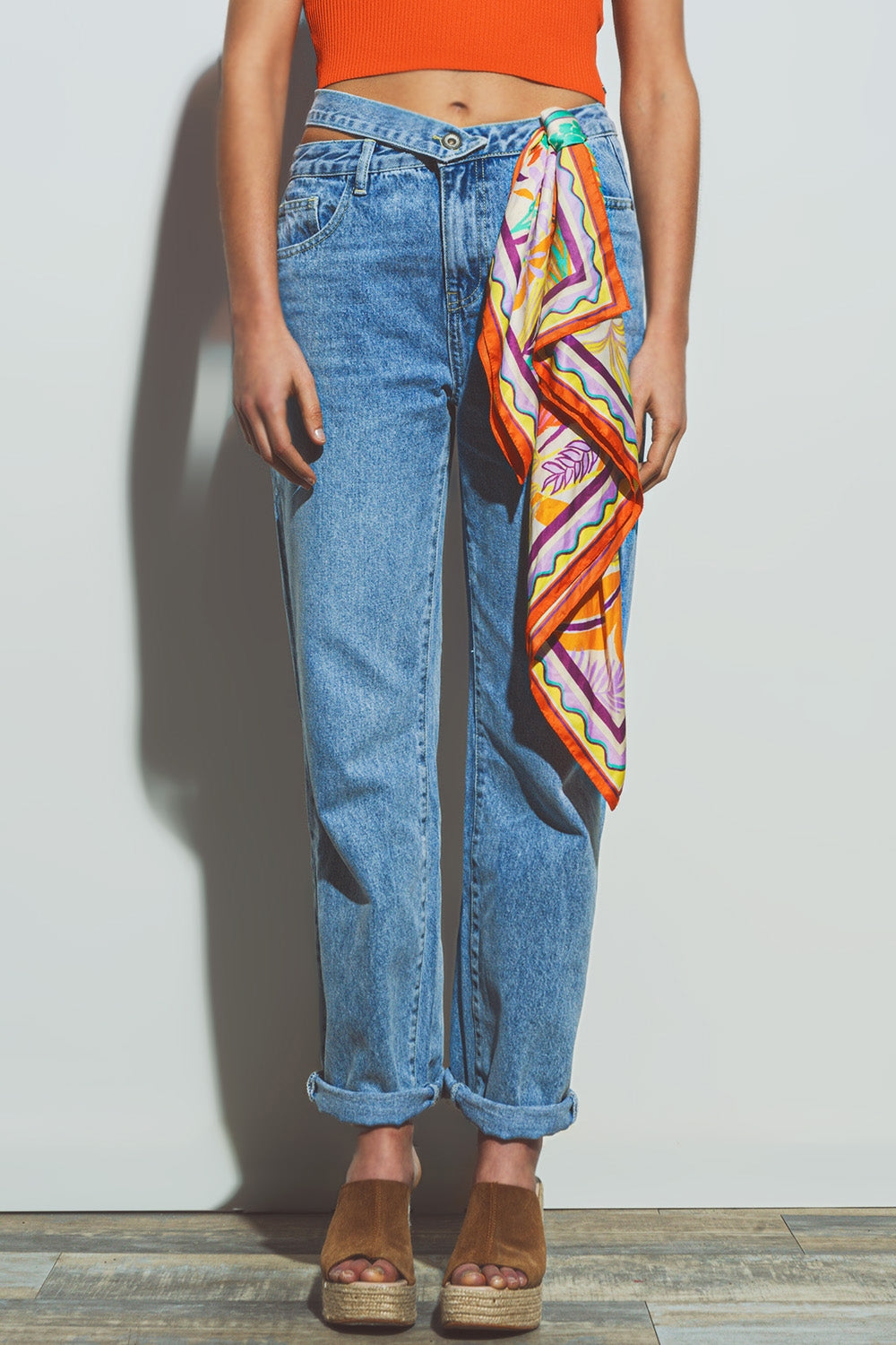 Women's Medium Wash Jeans with Belt - Stylish and Comfortable Denim Pants for Casual Wear, Work & Everyday Outfits