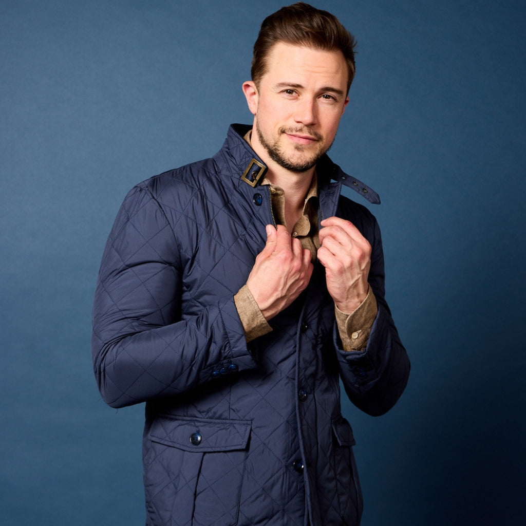 BEAUCAIRE James Quilted Jacket for Men - Navy Blue Lightweight Puffer Coat, Winter Warm Quilted Outerwear for Casual Wear, Outdoor Activities & Travel