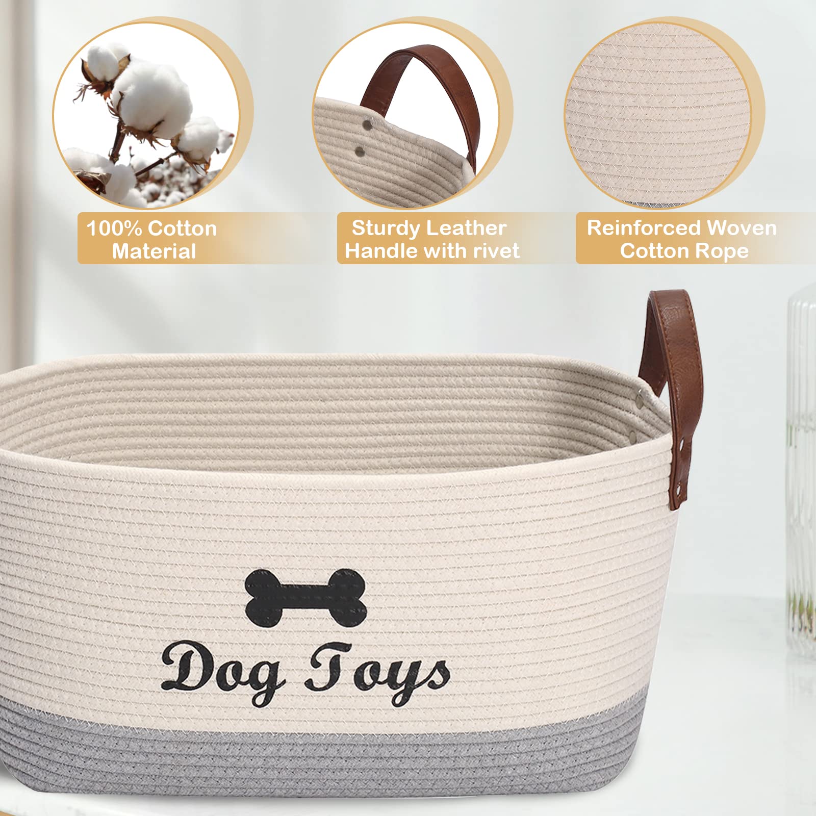 Extra Large Cotton Dog Toy Storage Basket - 16.5