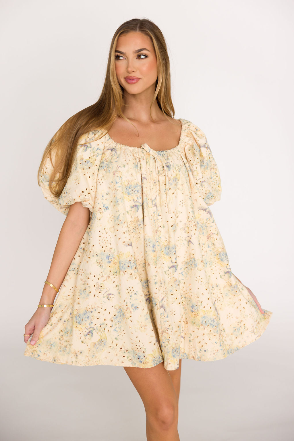 Jennie Floral Print Babydoll Mini Dress - Blue | Summer Casual Dress for Women | Perfect for Beach, Party & Date Night