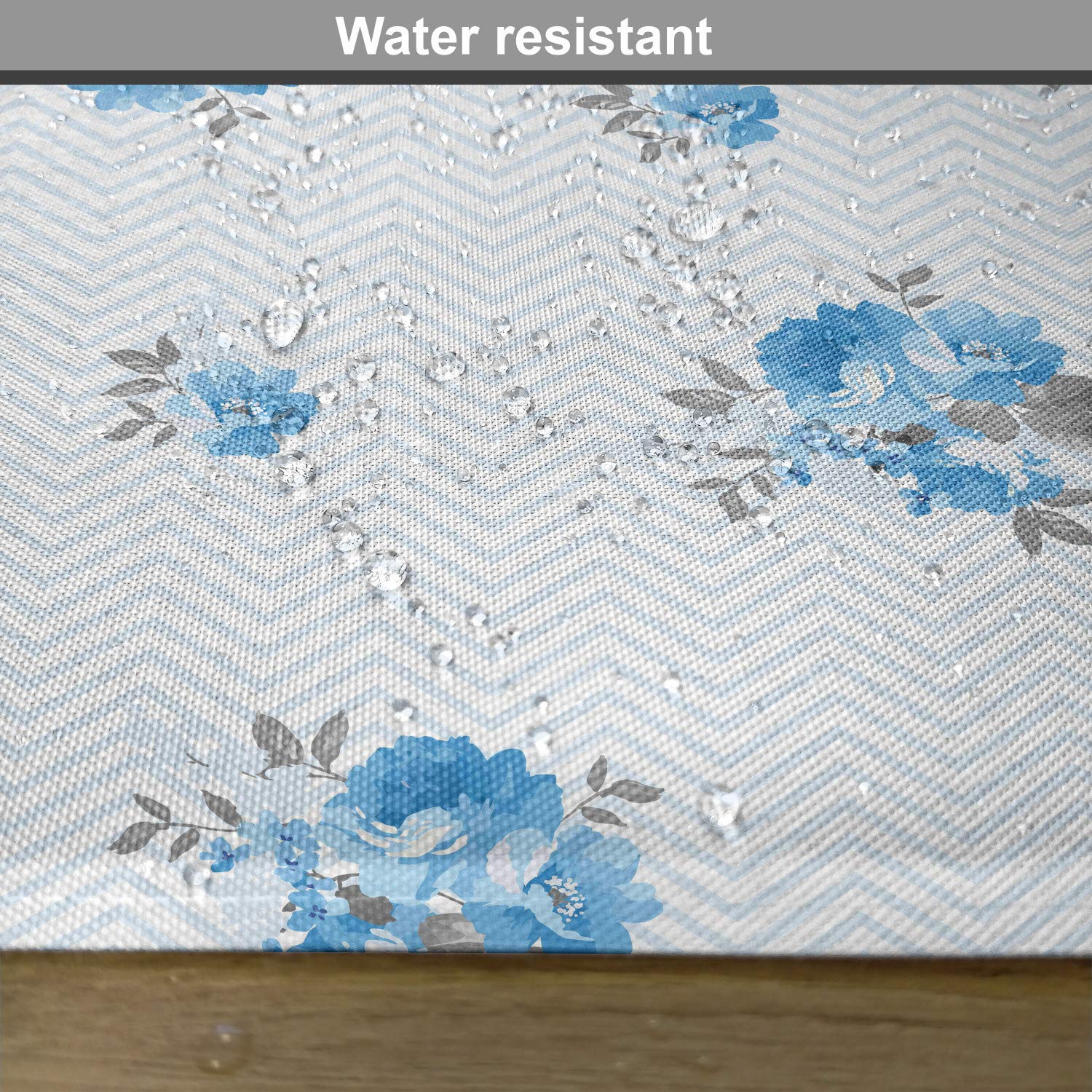Ambesonne Blue Rose Floral Place Mats Set of 4 - Washable Fabric Table Mats for Dining Room & Kitchen Decor - Romantic Spring Design with Grey Accents - Perfect for Dinner Parties, Brunch, and Home Styling