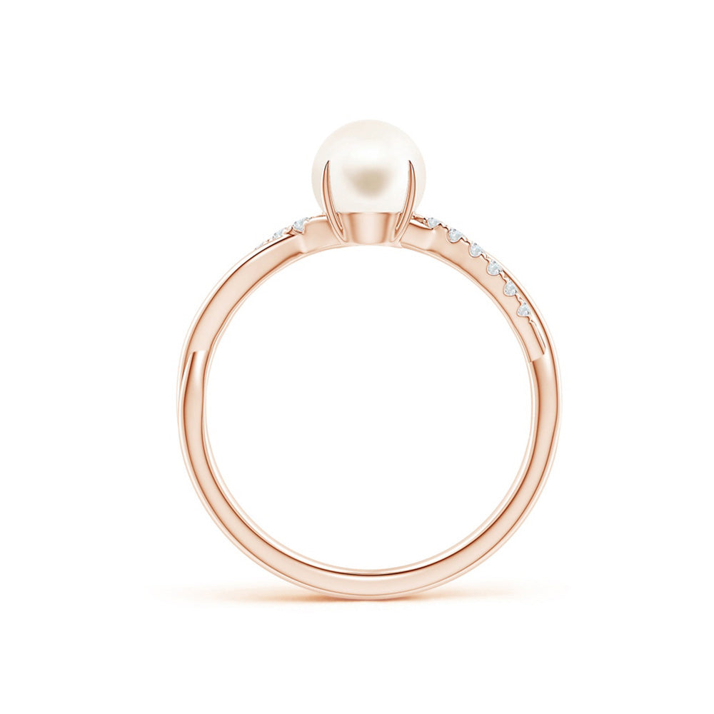 8mm Freshwater Cultured Pearl Necklace & Ring Set with Moissanite Accents - Elegant Jewelry Gift for Women, Perfect for Weddings, Anniversaries & Special Occasions